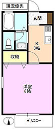 ユートピア長谷川B 1Kの間取図画像