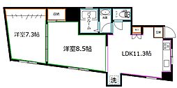 西武新宿線 都立家政駅 徒歩7分の賃貸マンション 1階2LDKの間取り