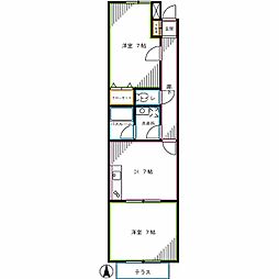 JR中央本線 阿佐ケ谷駅 徒歩10分の賃貸マンション 1階2DKの間取り