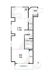 JR中央本線 中野駅 徒歩6分の賃貸マンション 1階1LDKの間取り