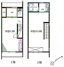 JR中央本線 高円寺駅 徒歩8分の賃貸アパート 2階1LDKの間取り
