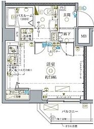 東京メトロ丸ノ内線 方南町駅 徒歩10分の賃貸マンション 2階ワンルームの間取り