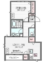 西武新宿線 沼袋駅 徒歩7分の賃貸アパート 1階1LDKの間取り