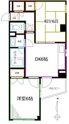 JR中央本線 荻窪駅 徒歩9分の賃貸マンション 1階2DKの間取り