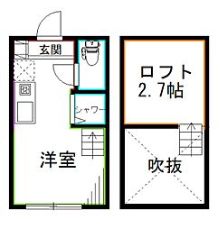 ハーモニーテラス成田東3 ワンルームの間取図画像