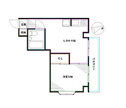 モン,フレール 1LDKの間取図画像