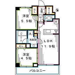 エミリブ鷺ノ宮 2LDKの間取図画像