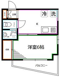 第2萩原ビル 1Kの間取図画像