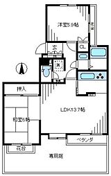 パーク・ハイム沼袋 2LDKの間取図画像