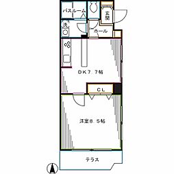 グリーンヒルズ 1DKの間取図画像