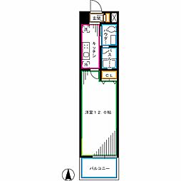 RESIDENCESATSUMA 1Kの間取図画像