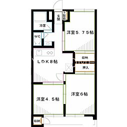 上水ハイツ 2階3DKの間取り