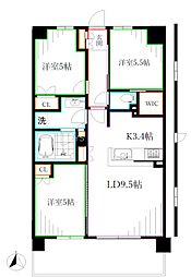 トラープランド蒼麗館 1階3LDKの間取り