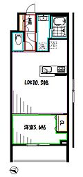 JR中央本線 三鷹駅 徒歩10分の賃貸マンション 3階1LDKの間取り