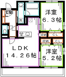 Puerta　sur　TOKIO（プエルタ　スール） 2階2LDKの間取り