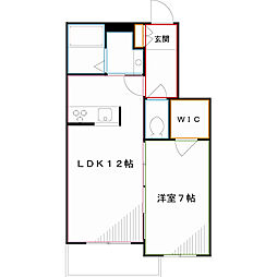 ベレオ小金井 2階1LDKの間取り