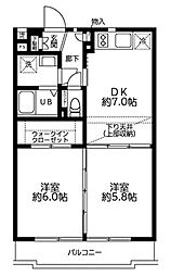レジディア吉祥寺 1階2DKの間取り