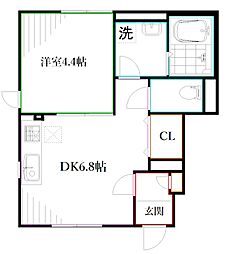 ヴィエント境南 1階1DKの間取り