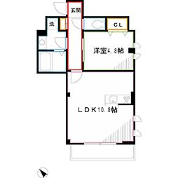 ラグージュ武蔵野 2階1LDKの間取り