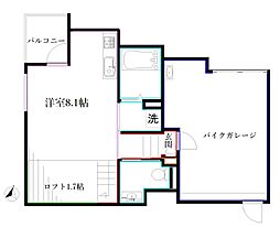 ラ・ソラリス 1階ワンルームの間取り