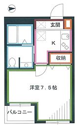 プログレッソ三鷹 1Kの間取図画像