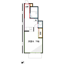 グリーンコートB 1Kの間取図画像