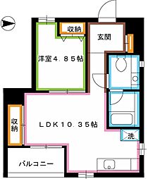 ブラウアーフォーゲル 1LDKの間取図画像