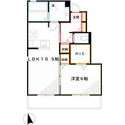 メゾンシェーヌ 1LDKの間取図画像