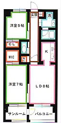 アンソレイユ吉祥寺 2LDKの間取図画像