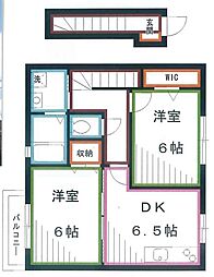 シュールコテデュパルク 2DKの間取図画像
