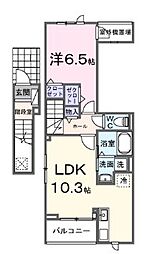 西東京市向台町5丁目アパート 1LDKの間取図画像
