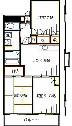 サンシェリー 3LDKの間取図画像