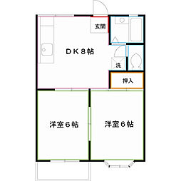 ハイツフェルテ 2DKの間取図画像