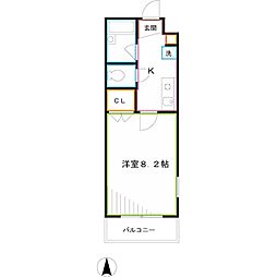 ティーザ武蔵野 1Kの間取図画像