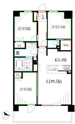 武蔵野市境2丁目マンション 3LDKの間取図画像
