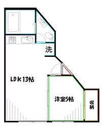 三鷹さくら通り044ビル 1LDKの間取図画像