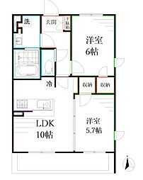 ディアクレスト西荻窪 2LDKの間取図画像