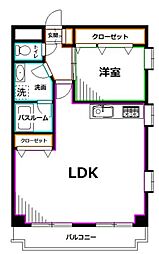 COM・Caldecott 1LDKの間取図画像