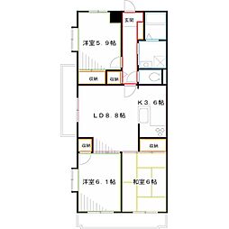 ヴェルヌーブ 3LDKの間取図画像