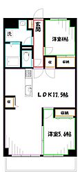 ベルデュール 2LDKの間取図画像