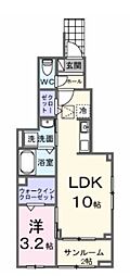 西東京市向台町5丁目アパート 1LDKの間取図画像