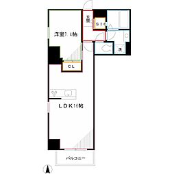 グランシャルール武蔵境 1LDKの間取図画像