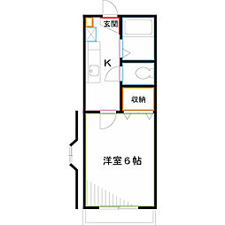 コーポたちばな 1Kの間取図画像