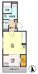 チェリーブラッサム 2階1DKの間取り