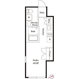 La Perla Ogikubo 3階ワンルームの間取り