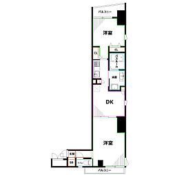 ZOOM三鷹 9階2DKの間取り