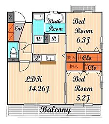 Puerta sur TOKIO 2階2LDKの間取り