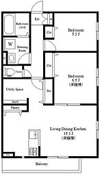 LOTUS　II 2階2LDKの間取り