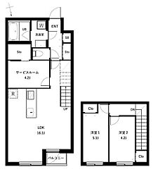 COEUR　BLANC西荻窪 3階2SLDKの間取り