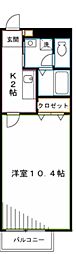 アンプルールフェールKOKI 1階1Kの間取り